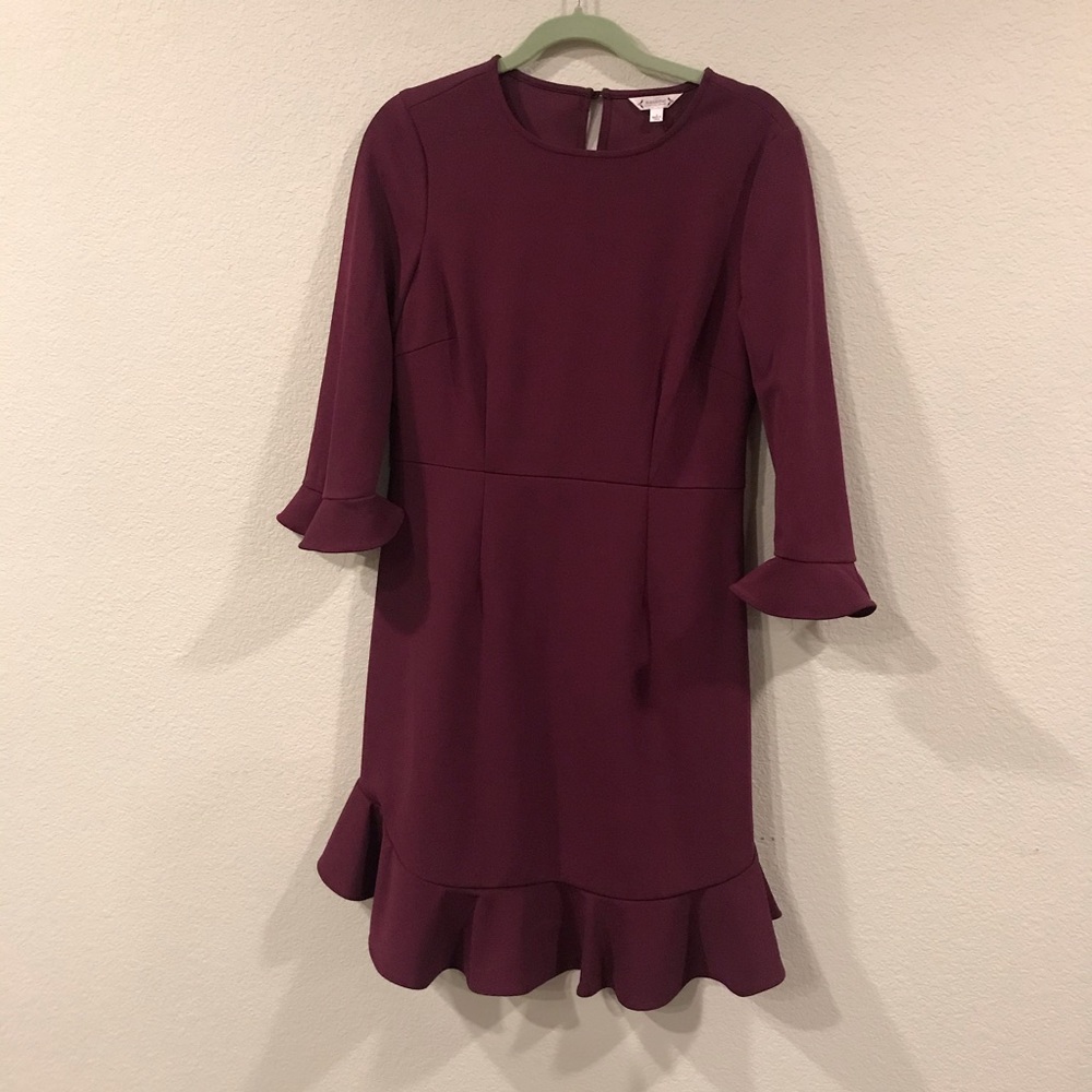 Nanette Lepore Women's 3/4 sleeve Ruffle Dress 6